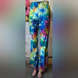 Vintage Carol Capek tie dye flare leg pants in multicolor Size 8 Tall